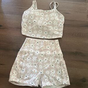 Born Primitive Floral Athletic Shorts and Top Set - Cream and Black